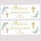 Gold Green Floral Cross First Holy Communion Party Banner