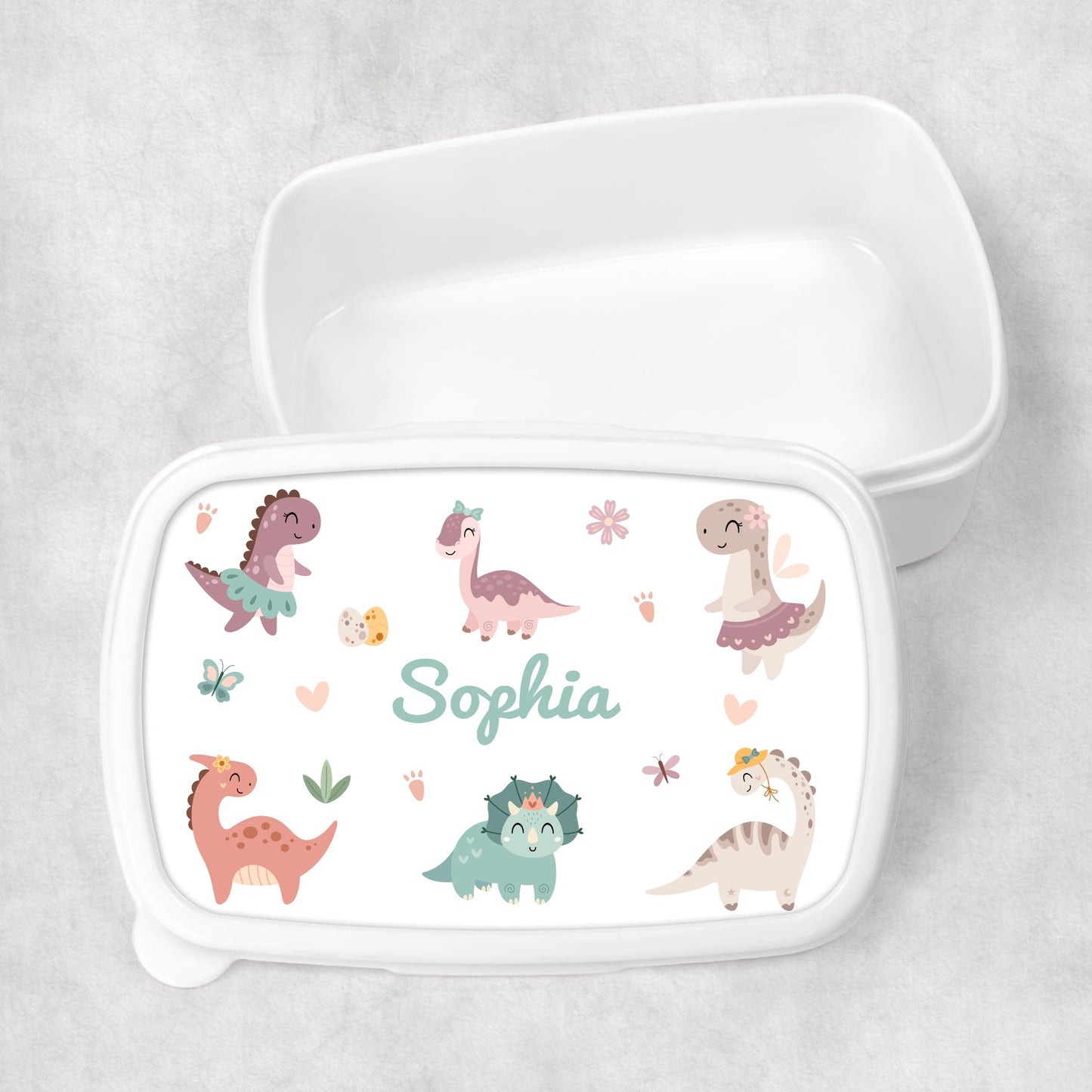 Pesonalised School, Nursery Snack Lunch Box Dinosaurs