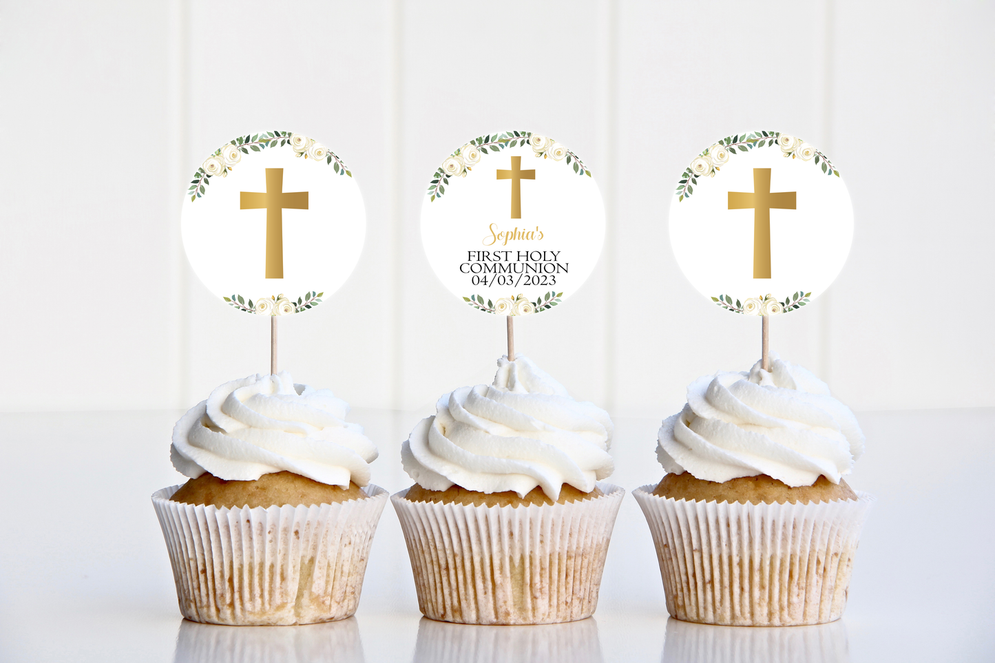 12 x Personalised Cupcake Toppers First Holy Communion