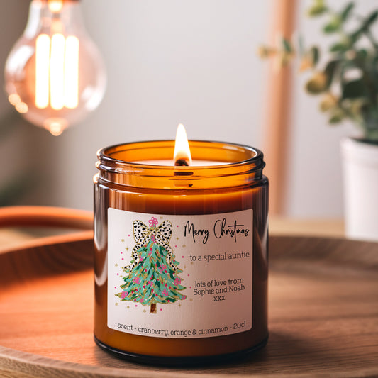 Christmas Scented Candle, Gift For Her, Personalised Candle, Christmas Tree Design