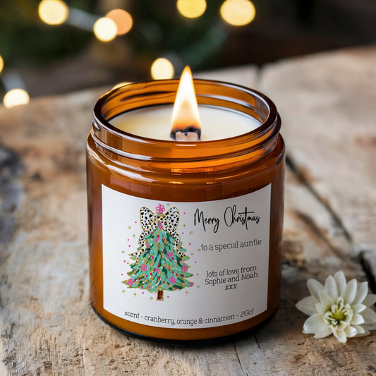 Christmas Scented Candle, Gift For Her, Personalised Candle, Christmas Tree Design