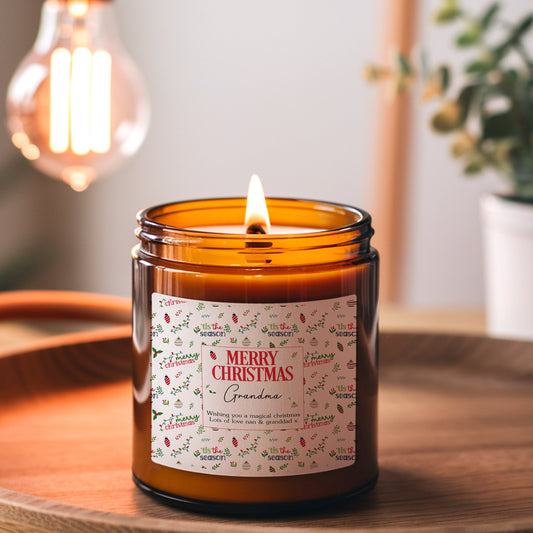 Christmas Holiday Scented Candle, Stocking Filler, Personalised with Name