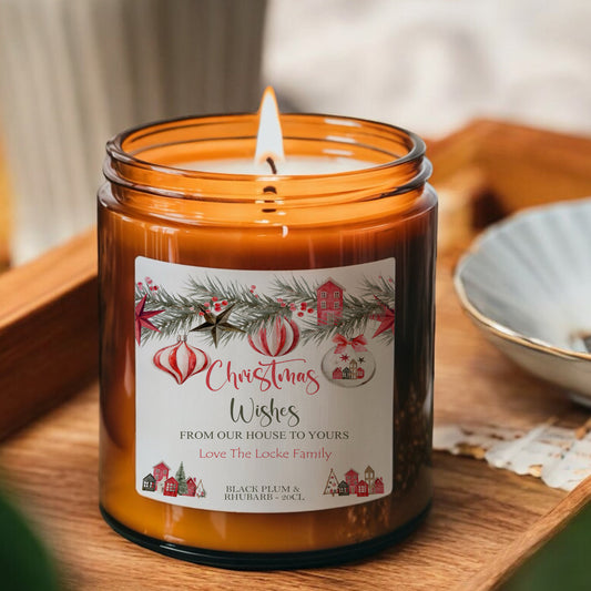 Christmas Holiday Scented Candle, Personalised with Message, Gift For Friends