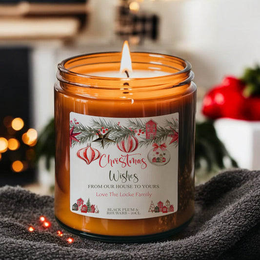 Christmas Holiday Scented Candle, Personalised with Message, Gift For Friends