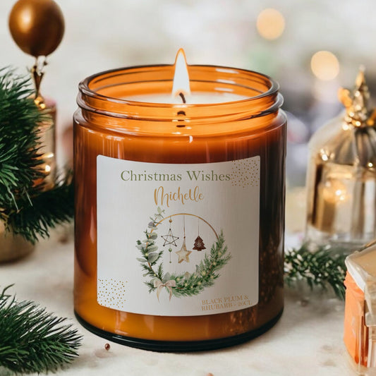 Christmas Holiday Scented Candle, Personalised with Message, Gift For Friend, Relative