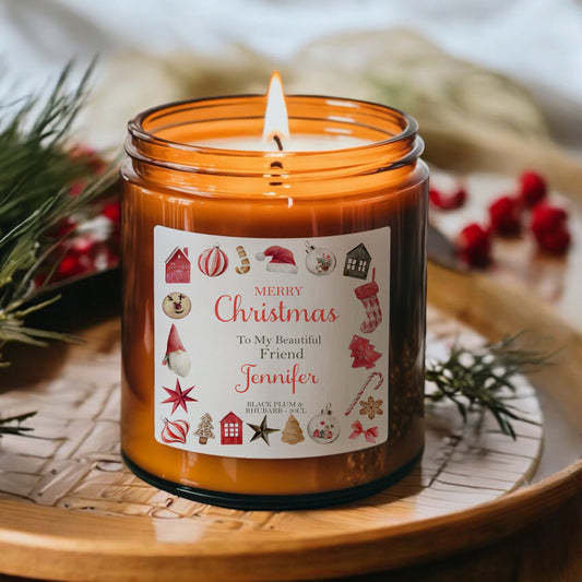 Scented Candle Christmas Gift, Personalised with Message, Gift Idea, Stocking Filler