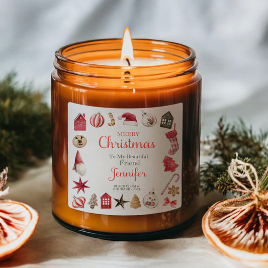 Scented Candle Christmas Gift, Personalised with Message, Gift Idea, Stocking Filler