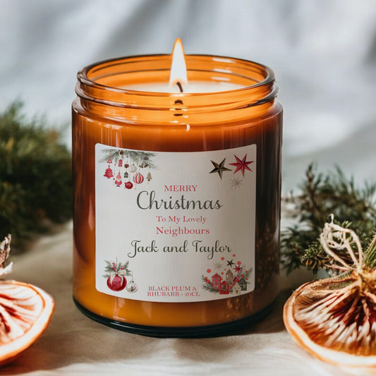 Personalised Scented Candle, Christmas Gift For Friends, Neighbours