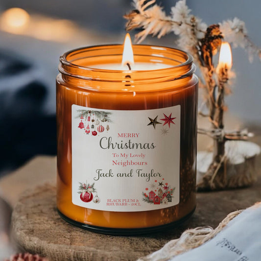 Personalised Scented Candle, Christmas Gift For Friends, Neighbours