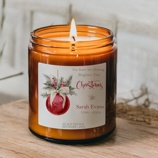 Christmas Memorial Candle, Stars are Shining Brighter, Remember Loved One Gift
