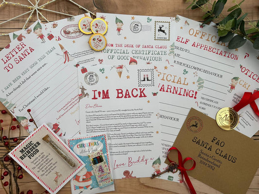 Personalised Elf I'm Back Arrival Pack, Nice List Certificate, Letter to & from Santa – Elf Design