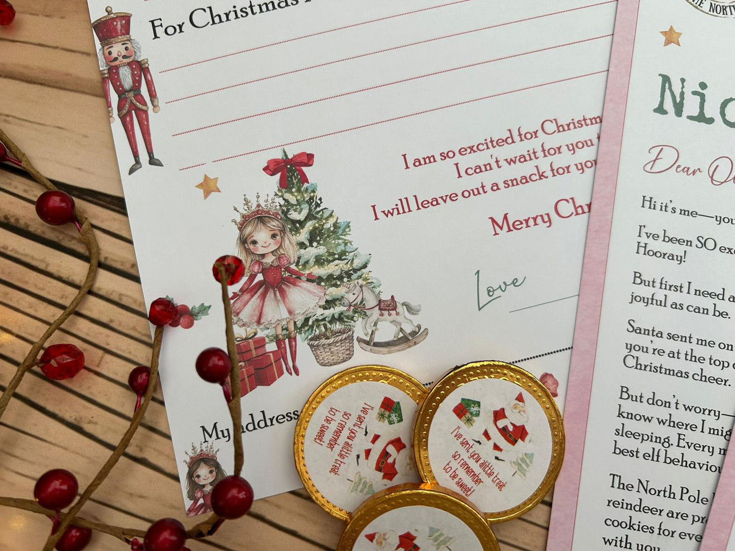 Personalised Elf I'm Back Arrival Pack, Nice List Certificate, Letter to & from Santa – Fairy Nutcracker Design