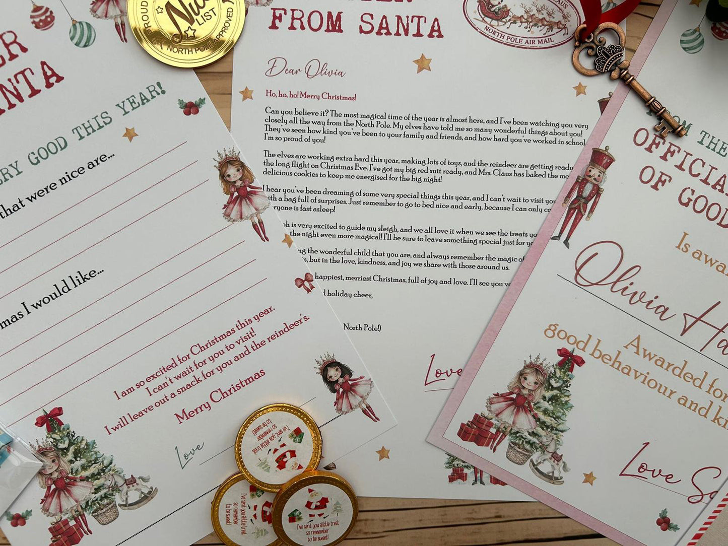 Personalised Elf I'm Back Arrival Pack, Nice List Certificate, Letter to & from Santa – Fairy Nutcracker Design