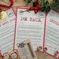 Personalised Elf I'm Back Arrival Pack, Nice List Certificate, Letter to & from Santa - Red Elves