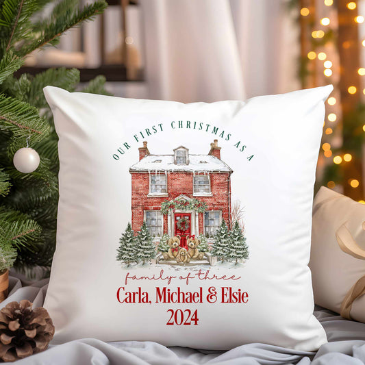 Personalised Cushion First Christmas as a Family of 3/4/5