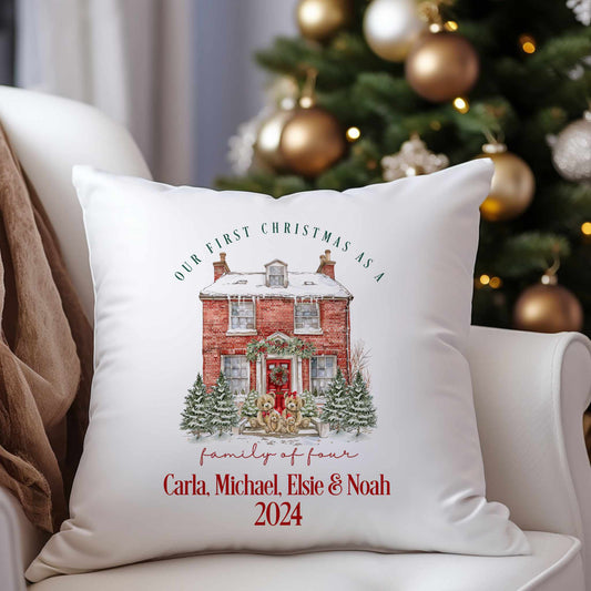 Personalised Cushion First Christmas as a Family of 3/4/5