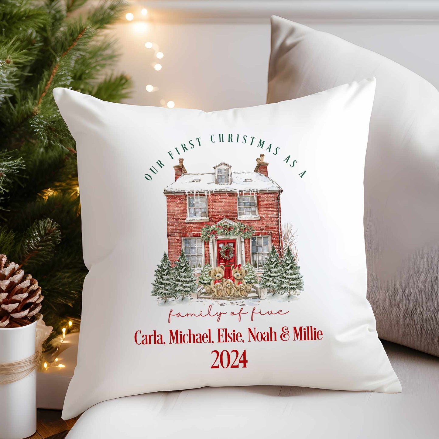Personalised Cushion First Christmas as a Family of 3/4/5