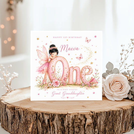 Personalised Fairy First Birthday Card