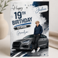 Large A4 Personalised Birthday Card with Sports Car & Teen Boy