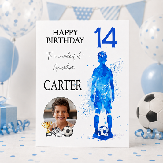Large A4 Personalised Football Birthday Card - 4 Colour Options