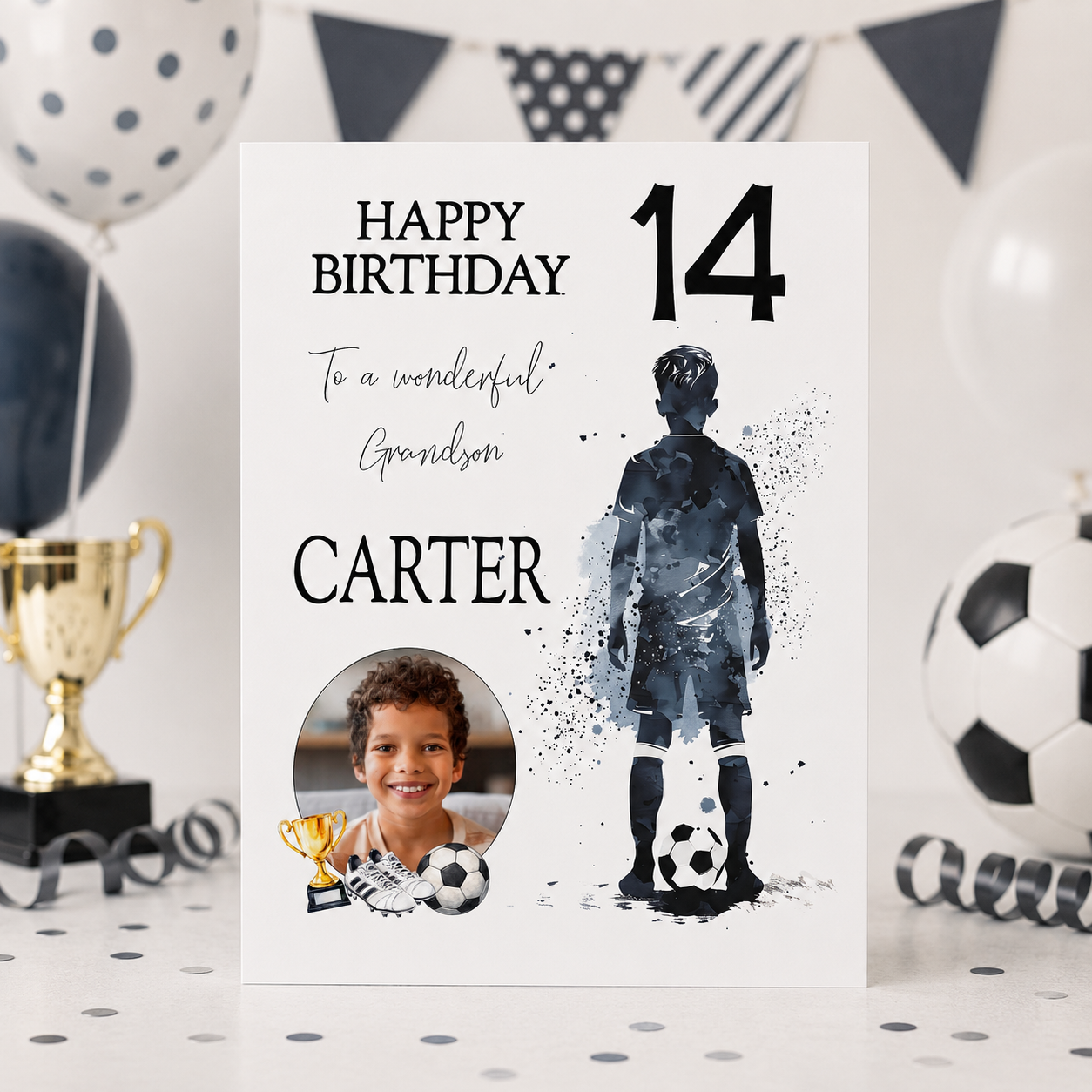 Large A4 Personalised Football Birthday Card - 4 Colour Options