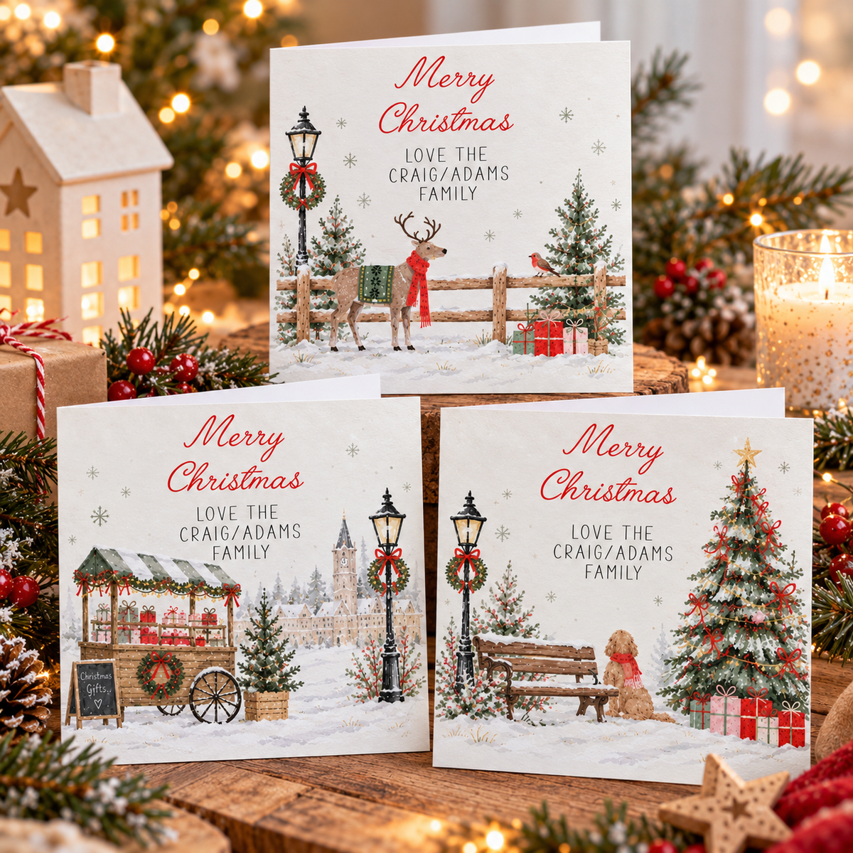 Personalised Christmas Cards | Rustic Winter Christmas Family Card