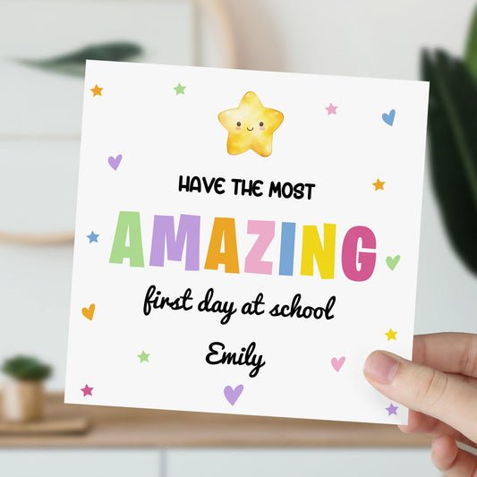 Personalised Good Luck First Day At School Card