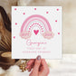 Personalised Good Luck First Day At School Card Pink Rainbow Love Hearts