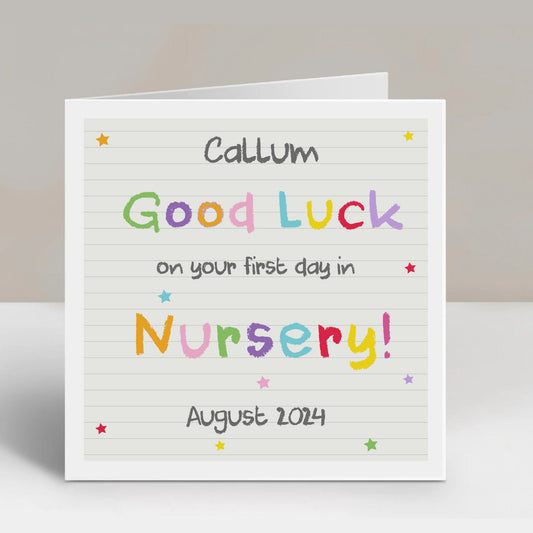 Personalised Good Luck First Day In Nursery