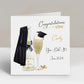 Personalised Graduation Card Congratulations Champagne Bottle & Gown