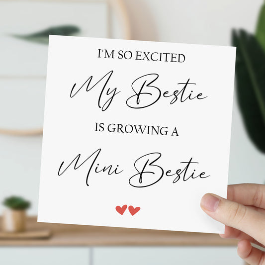 Pregnancy Congratulations, Bestie Growing Mini Bestie,  New Parents Card, Mummy to be Card, Baby Shower Card, Expecting a Baby Card, Baby News Card