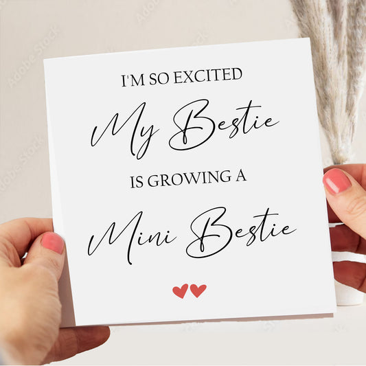 Pregnancy Congratulations, Bestie Growing Mini Bestie,  New Parents Card, Mummy to be Card, Baby Shower Card, Expecting a Baby Card, Baby News Card