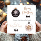 Personalised Christmas Card Pack 10, 20, 30, 40, 50 - Gold Black Baubles