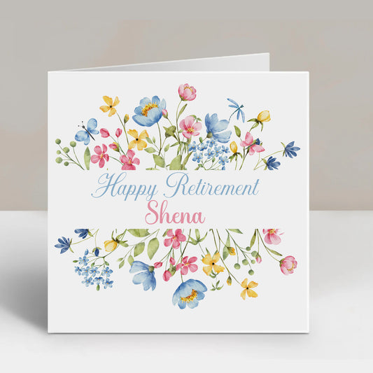 Personalised Congratulations on your Retirement Card Floral Spray