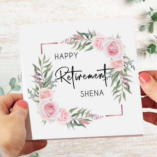 Personalised Congratulations on your Retirement Card Floral Square