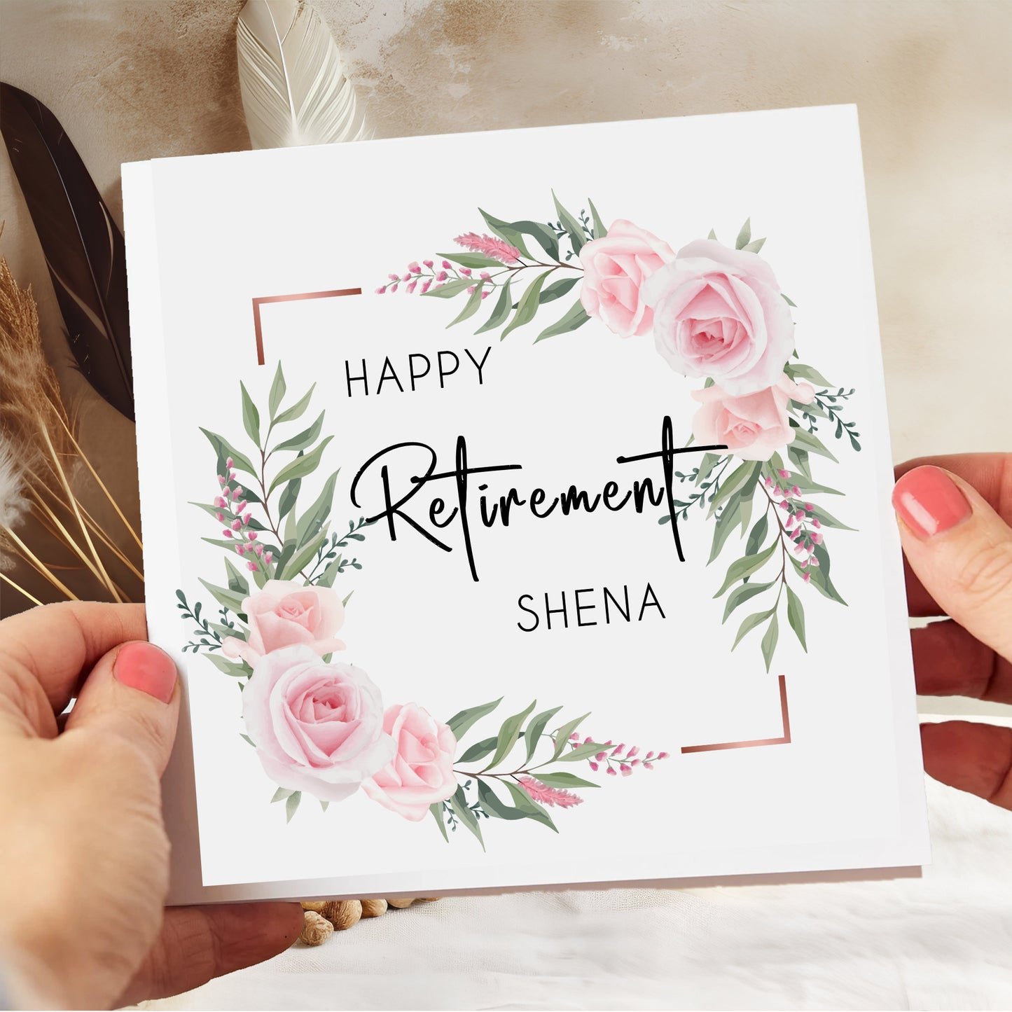 Personalised Congratulations on your Retirement Card Floral Square