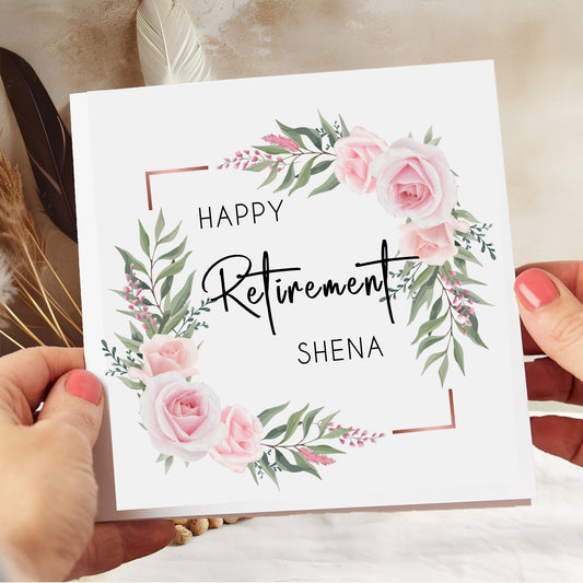 Personalised Congratulations on your Retirement Card Floral Square