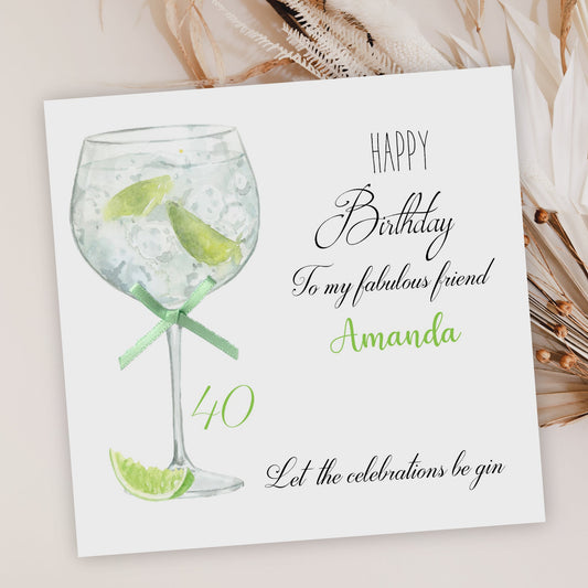 Personalised Birthday Card Gin Cocktail