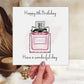 Personalised Female Girls Birthday Card Perfume Bottle