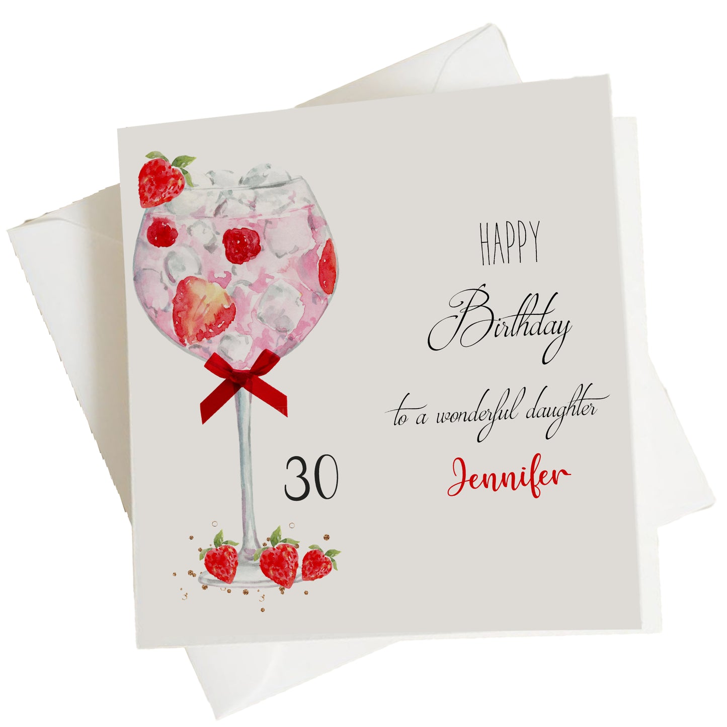 Personalised Birthday Card Strawberry Gin Cocktail