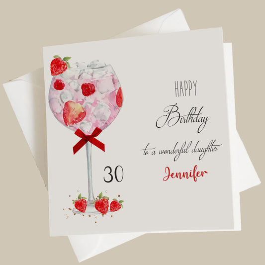 Personalised Birthday Card Strawberry Gin Cocktail