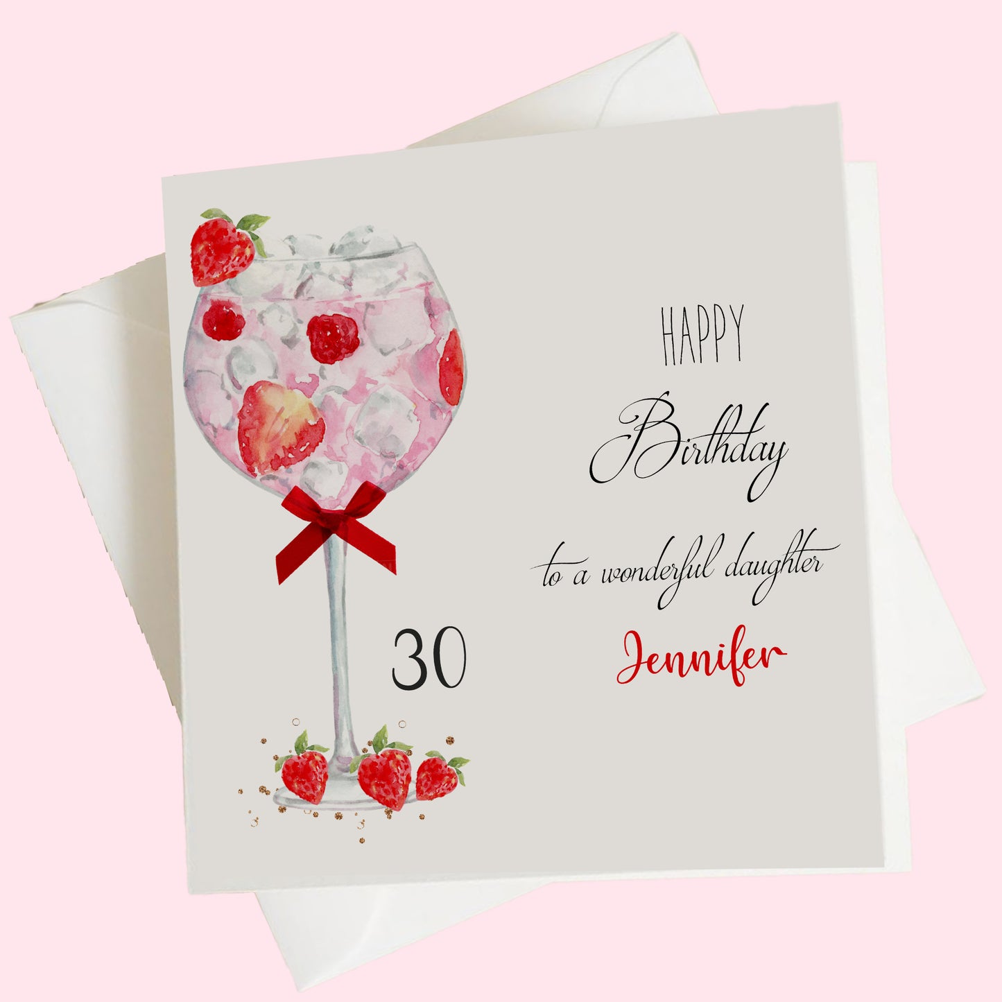 Personalised Birthday Card Strawberry Gin Cocktail