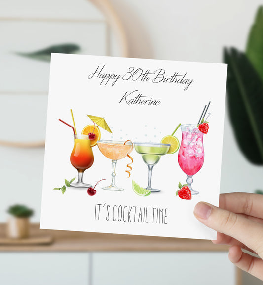 Personalised Birthday Card Cocktails