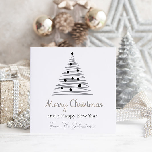 Personalised Christmas Card Pack 10, 20, 30, 40, 50 - Christmas Tree