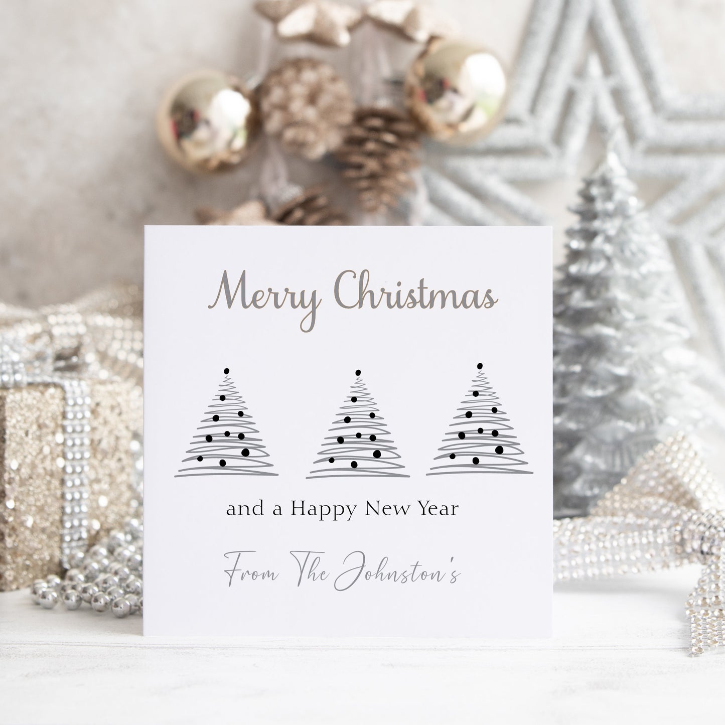 Personalised Christmas Card Pack 10, 20, 30, 40, 50 - Christmas Tree