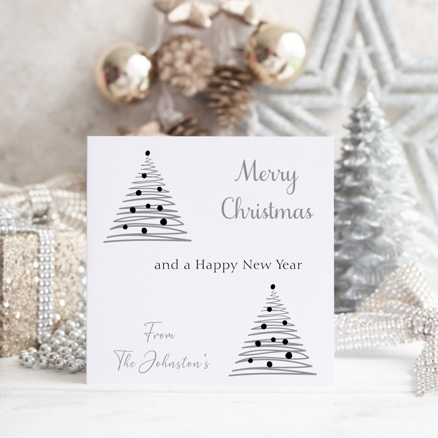 Personalised Christmas Card Pack 10, 20, 30, 40, 50 - Christmas Tree