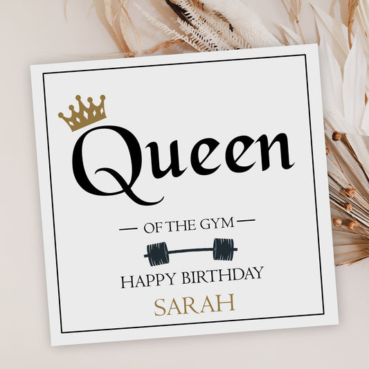 Personalised Female Girls Birthday Card Queen of the Gym