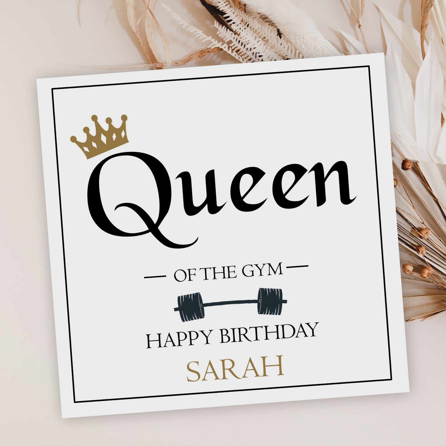 Personalised Female Girls Birthday Card Queen of the Gym