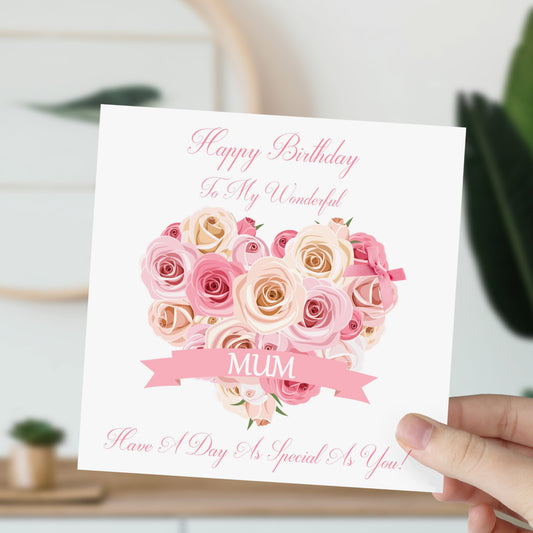 Personalised Birthday Card Heart of Roses
