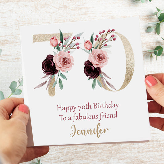 Personalised Birthday Card Floral Age